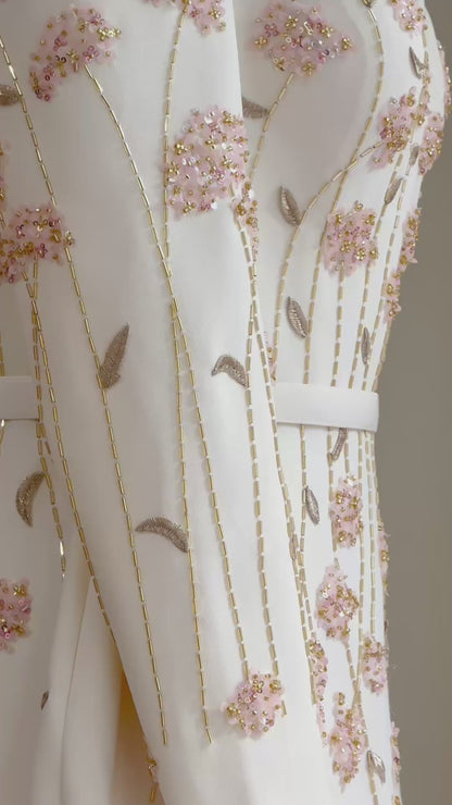 Ivory Off-shoulder Mermaid Dress.