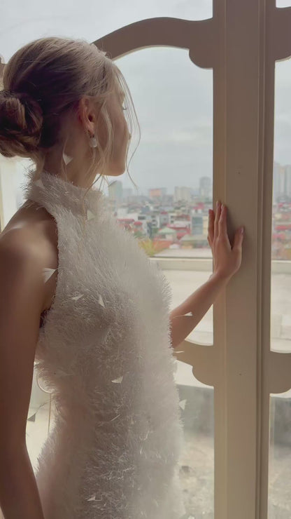 I-Line Ivory Feathers Dress