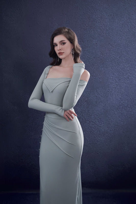 Asymmetric Neckline Sweater Dress