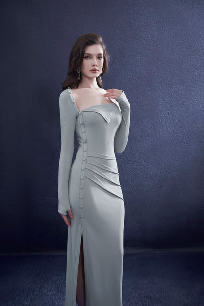 Asymmetric Neckline Sweater Dress