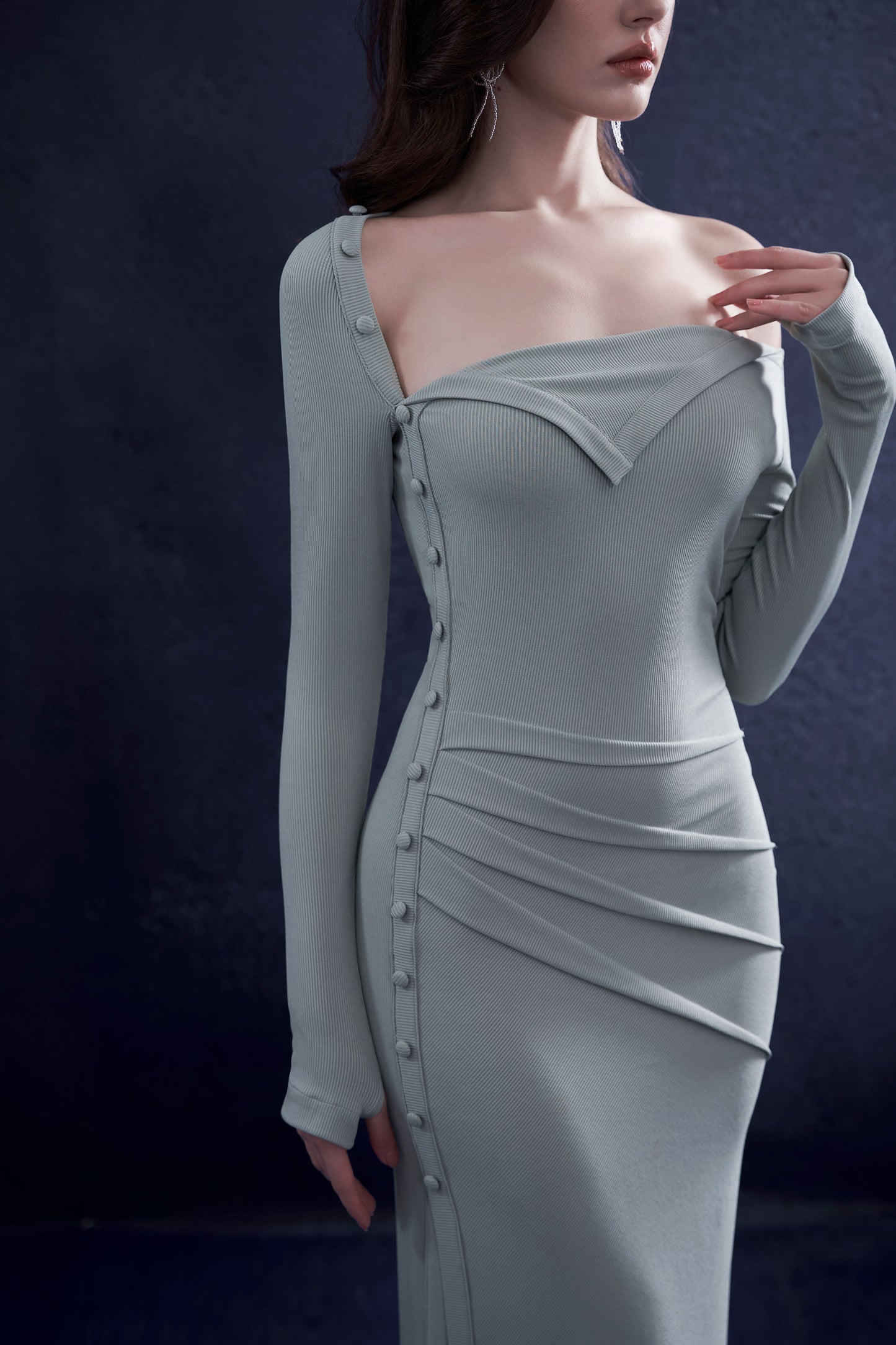 Asymmetric Neckline Sweater Dress