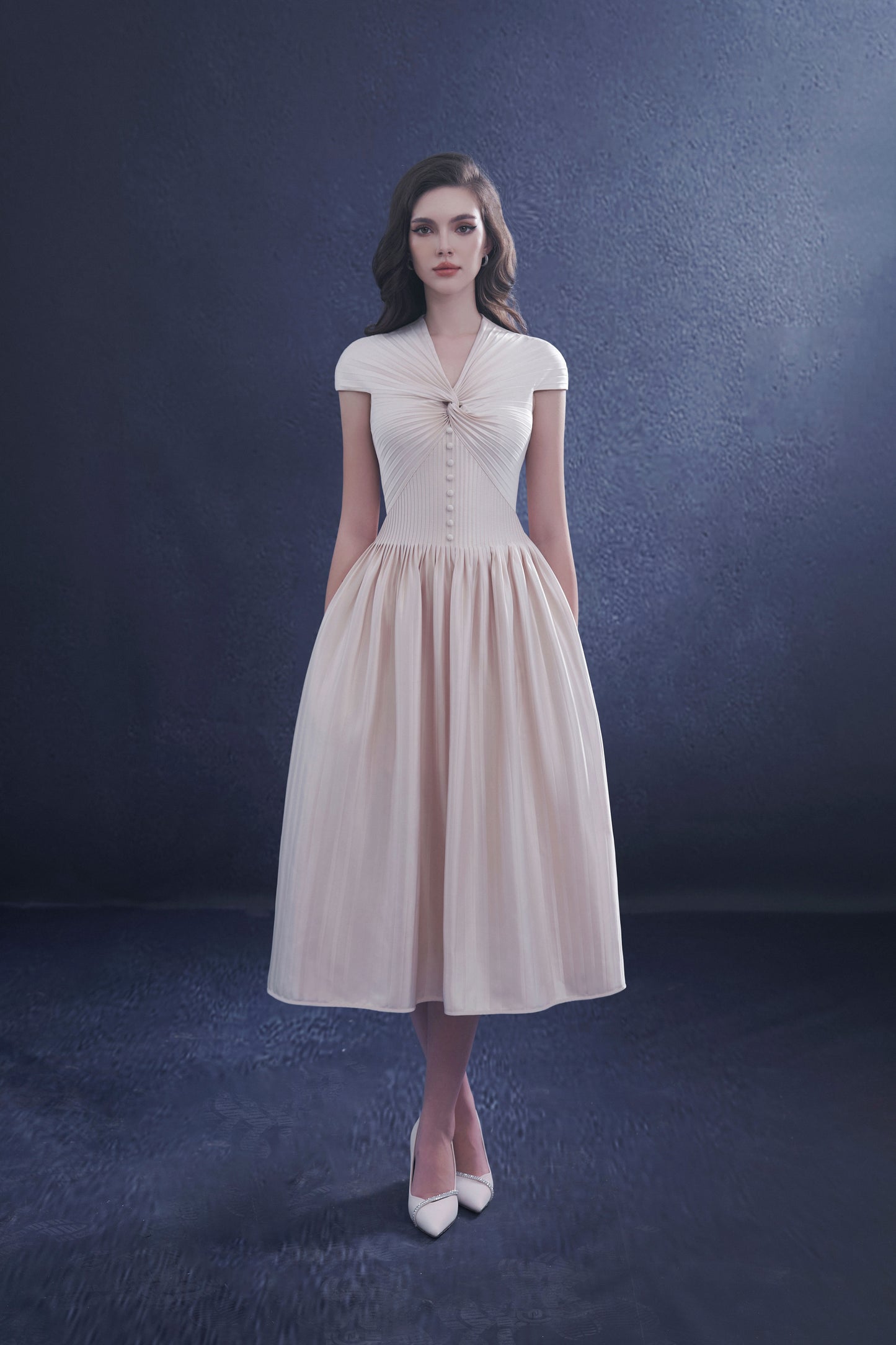 Long Pleated Silk Dress