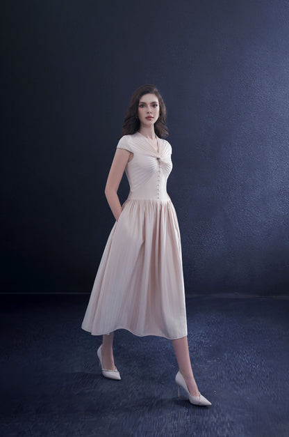 Long Pleated Silk Dress